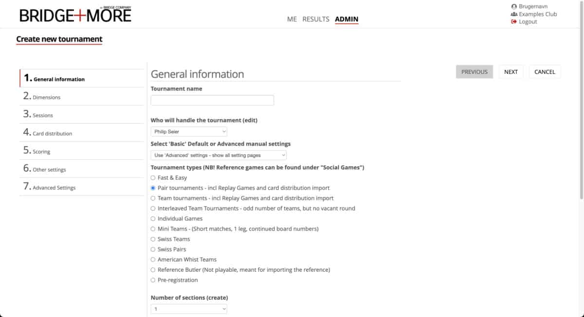 Create new tournament 1
