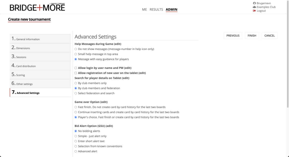 Create new tournament 7